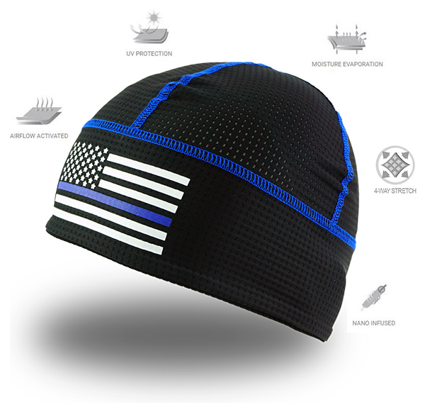 New Seer Cool Cap,S-7001,Thin Blue Line ultra-wicking skull cap,comfortable helmet liner